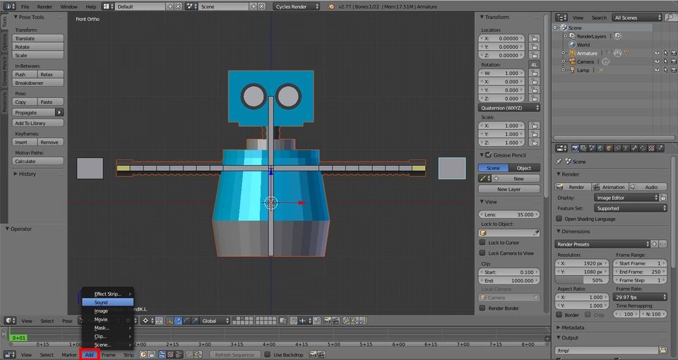 How to Model and Animate a Robot: Key Frame a Blender Animation • Dototot