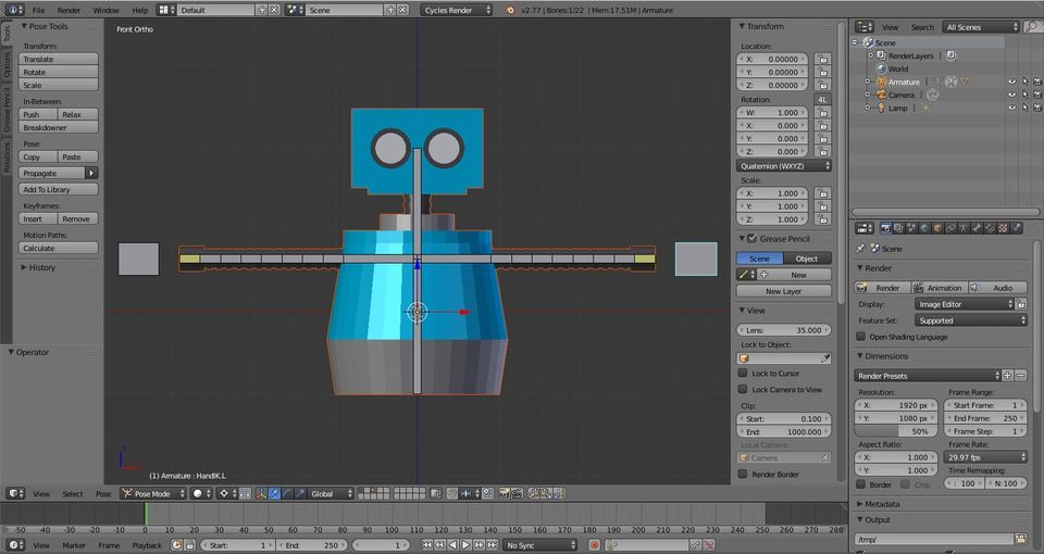 How to Model and Animate a Robot: Rigging Blender Armatures