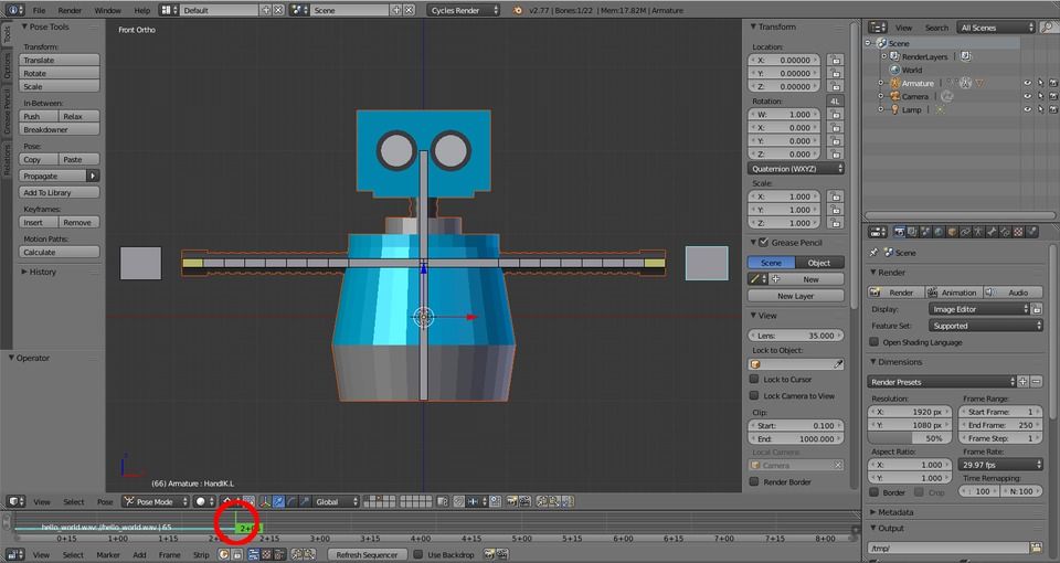 How to Model and Animate a Robot: Key Frame a Blender Animation