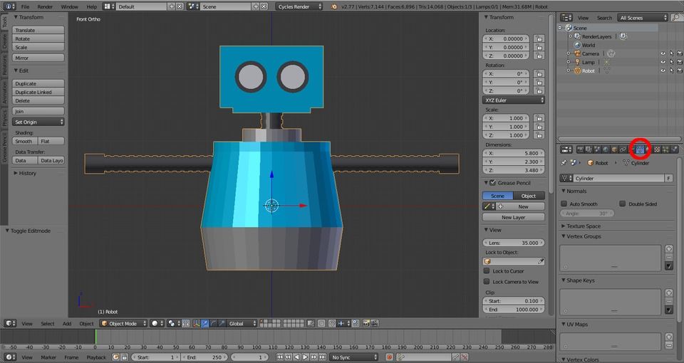 How to Model and Animate a Robotl: Materials and Shape Keys