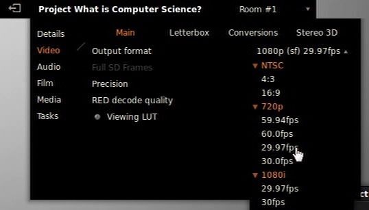 project video settings